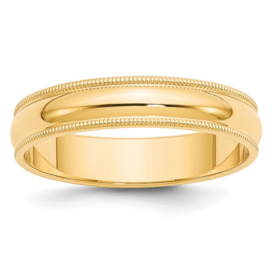14K Yellow Gold Milgrain Half Round Band