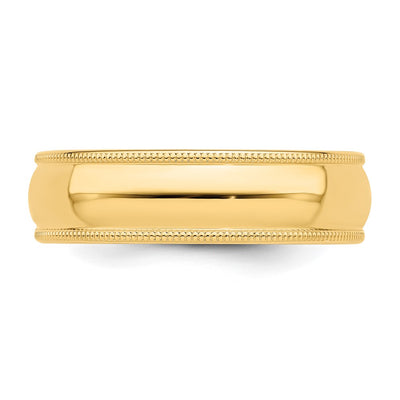 Sterling Silver Gold-plated Half Round Milgrain Band