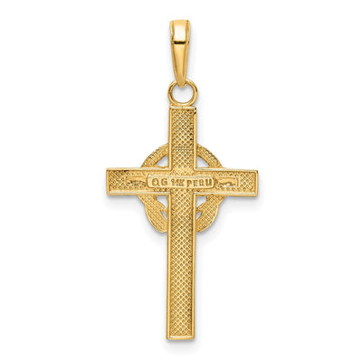 14K Green Enameled Claddagh Cross Pendant
