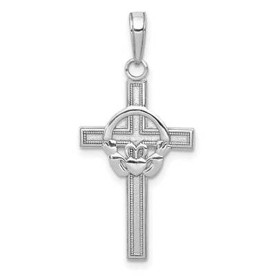 14K white gold claddagh pendant