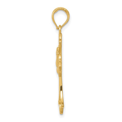 14K Dove Cross Pendant, 31 x 18mm