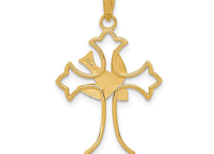 14K gold cross pendant, further view
