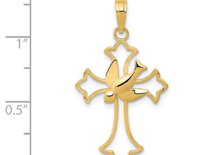 14K gold cross pendant, another view