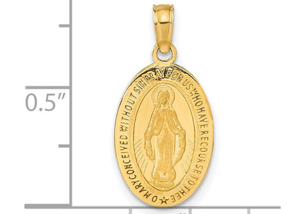 14K gold miraculous medal pendant, further view