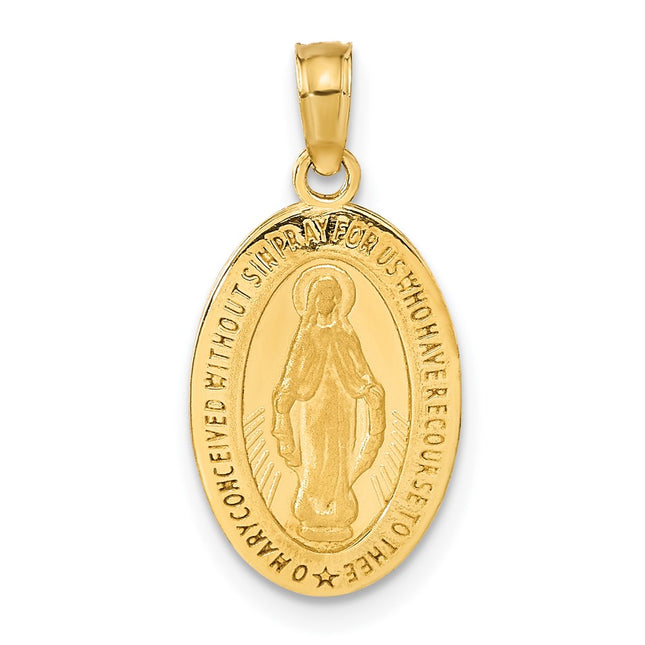 14k Miraculous Medal Pendant, 21.25 x 11mm