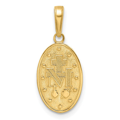 14K Red Enameled Miraculous Medal Pendant, 28.23 x 14.22mm