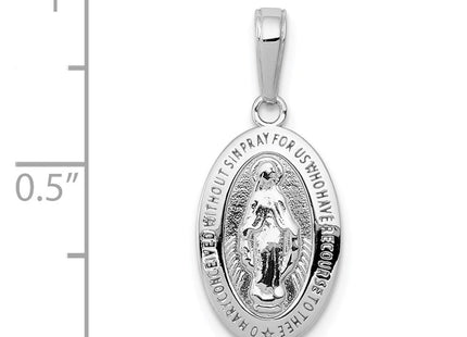 14k White Gold Miraculous Medal Pendant (Style M1431W)