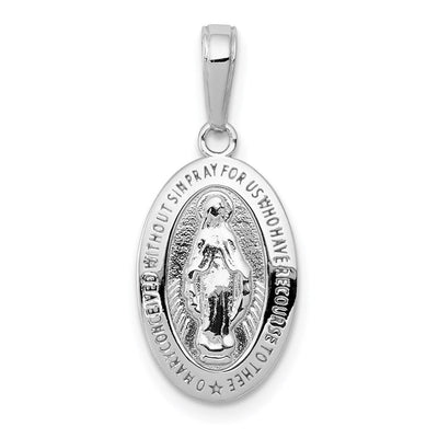 14K white gold miraculous medal pendant