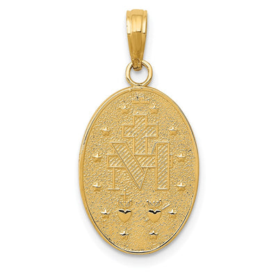 14K Miraculous Medal Pendant, 26 x 13mm