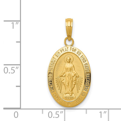 14K Miraculous Medal Pendant, 26 x 13mm