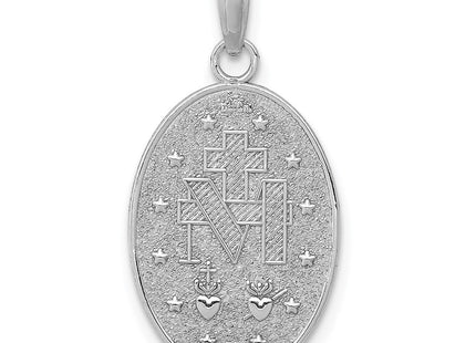 14K white gold miraculous medal pendant, another view