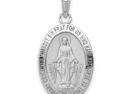 14K white gold miraculous medal pendant