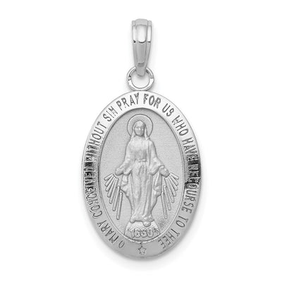 14K white gold miraculous medal pendant