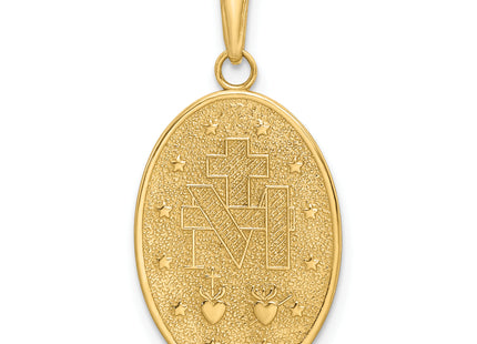 14k Red Enameled Miraculous Medal Pendant, 28.23 x 14.22mm