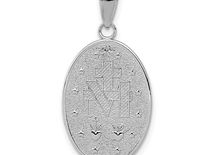 14K white gold miraculous medal pendant, another view