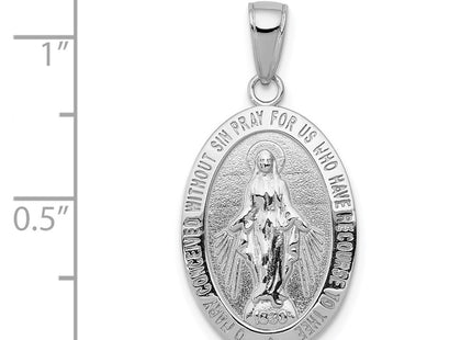 14K white gold miraculous medal pendant, further view