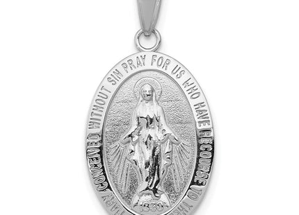 14K white gold miraculous medal pendant