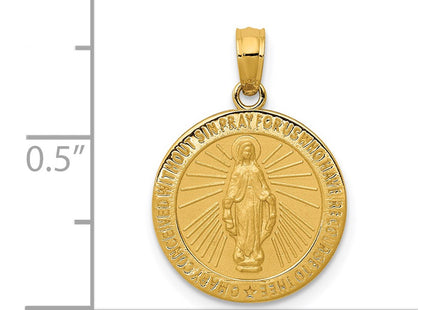 14K gold miraculous medal pendant, further view