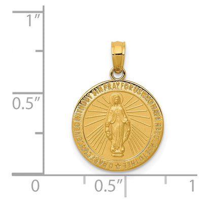 14K Miraculous Medal Pendant, 20.75 x 14.7mm