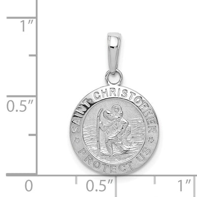 14K White Gold Saint Christopher Medal Charm, 23.5 x 15mm