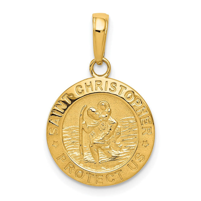 14k Saint Christopher Medal Charm, 23.5 x 15mm