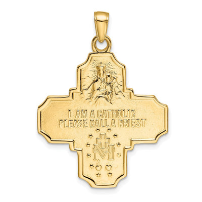14K Four-Way Medal Pendant, 39.25 x 29mm