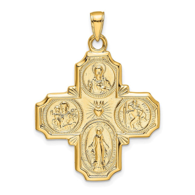 14k Four-Way Medal Pendant, 39.25 x 29mm