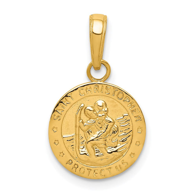 14k Saint Christopher Medal Charm, 21 x 12.5mm