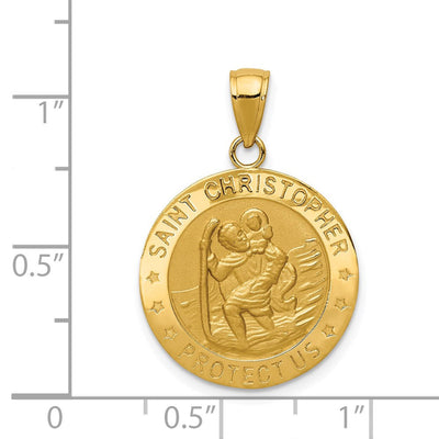 14K Saint Christopher Medal Pendant, 27.5 x 19mm