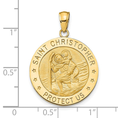14K Saint Christopher Medal Pendant, 30 x 22mm