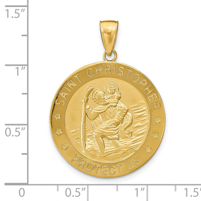 14K Saint Christopher Medal Pendant, 34 x 25mm