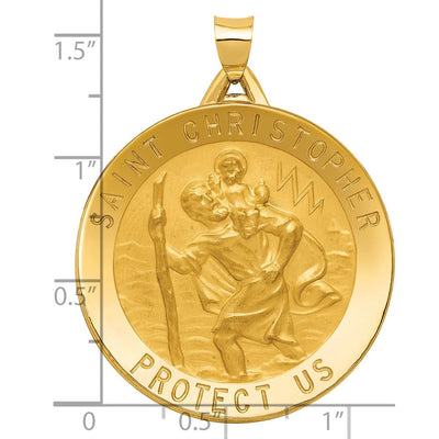 14K Saint Christopher Medal Pendant, 42.5 x 33mm