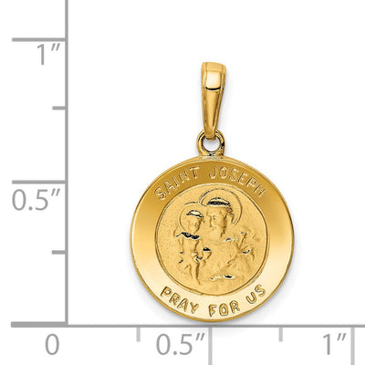 14K Saint Joseph Medal Charm, 23.5 x 15mm