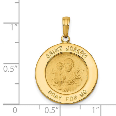 14K Saint Joseph Medal Pendant, 27.5 x 20mm