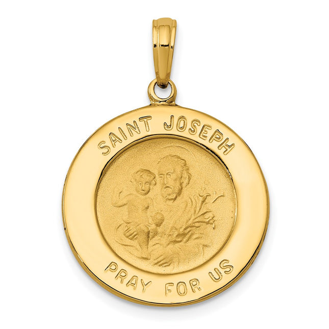 14k Saint Joseph Medal Pendant, 27.5 x 20mm