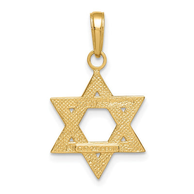 14K Solid Satin Star of David Charm, 25 x 16mm