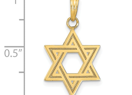 14k Solid Satin Star of David Charm, 25 x 16mm