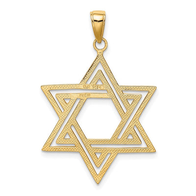 14K Solid Polished Star of David Charm, 38 x 25mm