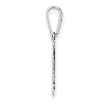14K White Gold Chai Pendant, 18 x 12mm