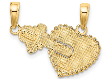 14K gold key charm, another view