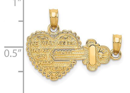 14K gold key charm, further view
