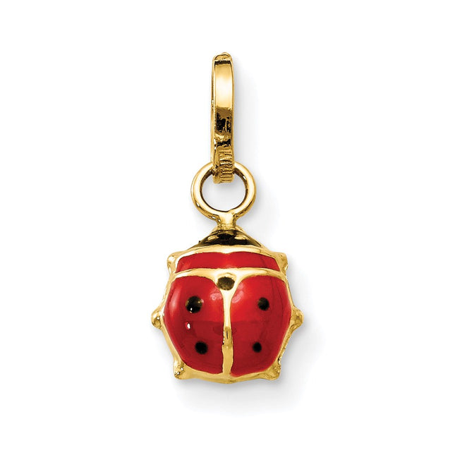 14K Enameled Ladybug Charm, 13 x 5.5mm