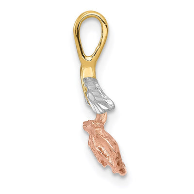 14K w/White and Rose Rhodium Rose Chain Slide