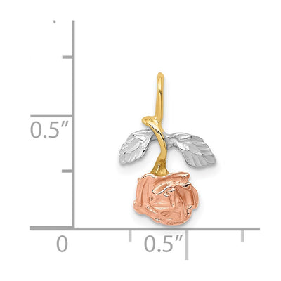 14K w/White and Rose Rhodium Rose Chain Slide