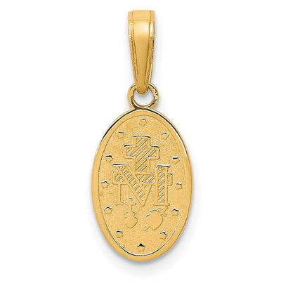 14K Miraculous Medal Charm, 21 x 8mm