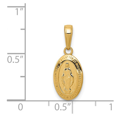 14K Miraculous Medal Charm, 21 x 8mm