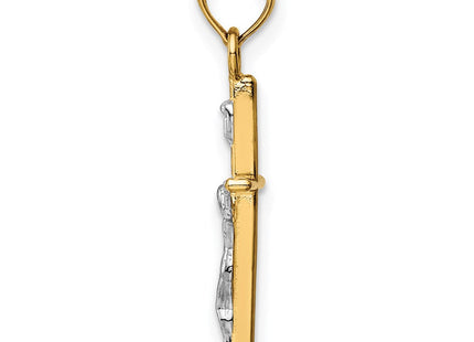 14k Two-tone INRI Crucifix Pendant (Style M2591)