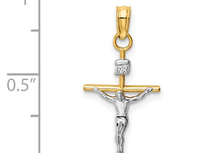 14k Two-tone INRI Crucifix Pendant (Style M2591)