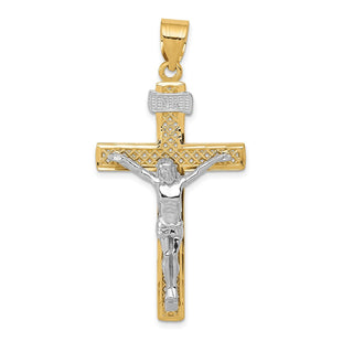 14k Two-tone INRI Crucifix Pendant (Style M2595)