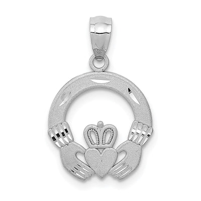 14K white gold claddagh pendant